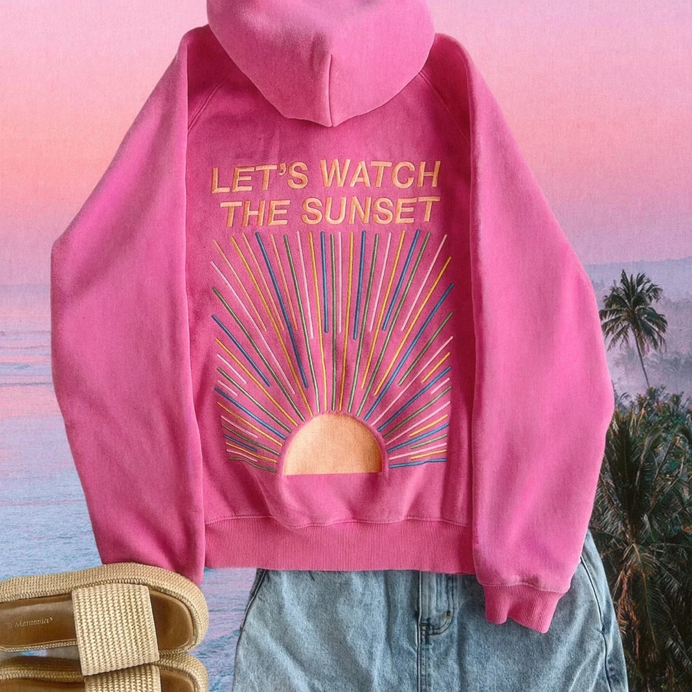 Sunset Graphic Pink Women's Hoodie